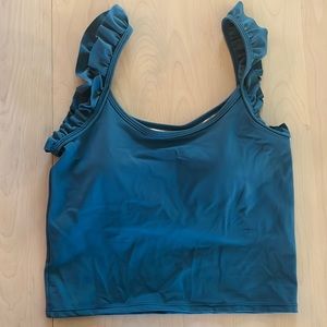 Kortni Jeane Teal Flutter Swim Top